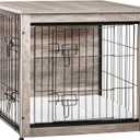 DWANTON Dog Crate Furniture with Cushion, Wooden Kennel Table with Double Doors, Indoor Dog House, Small/Medium/Large/Extra Large Size, 27.2" L, Greige