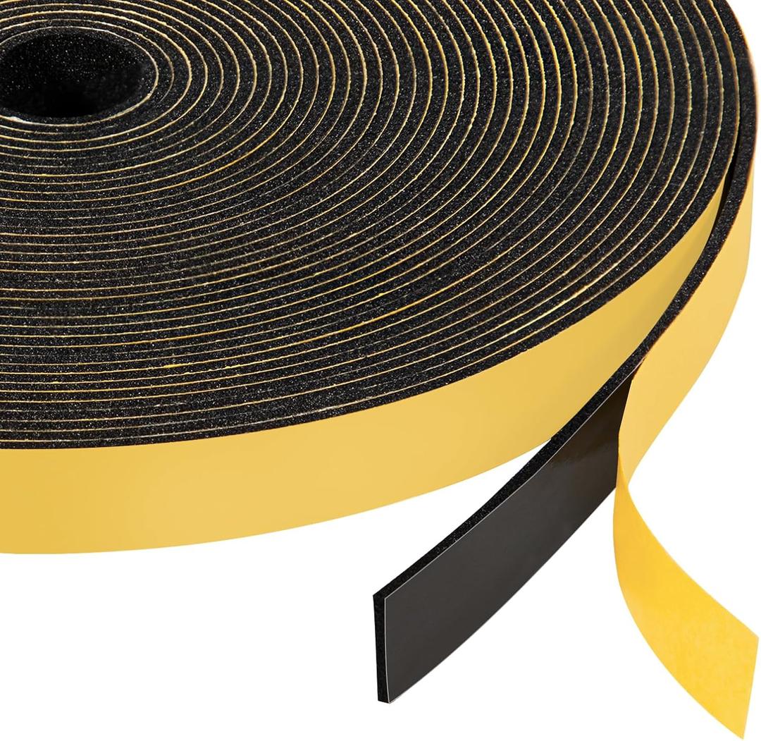 Yotache Thin Foam Tape Weather Stripping (.50) 1/2 Inch Wide x 1/16 Inch Thick (New Adhesive Craft), Seal Gasket for Speaker, Door Insulation, Soundproofing, Rattle, 33 Ft Length