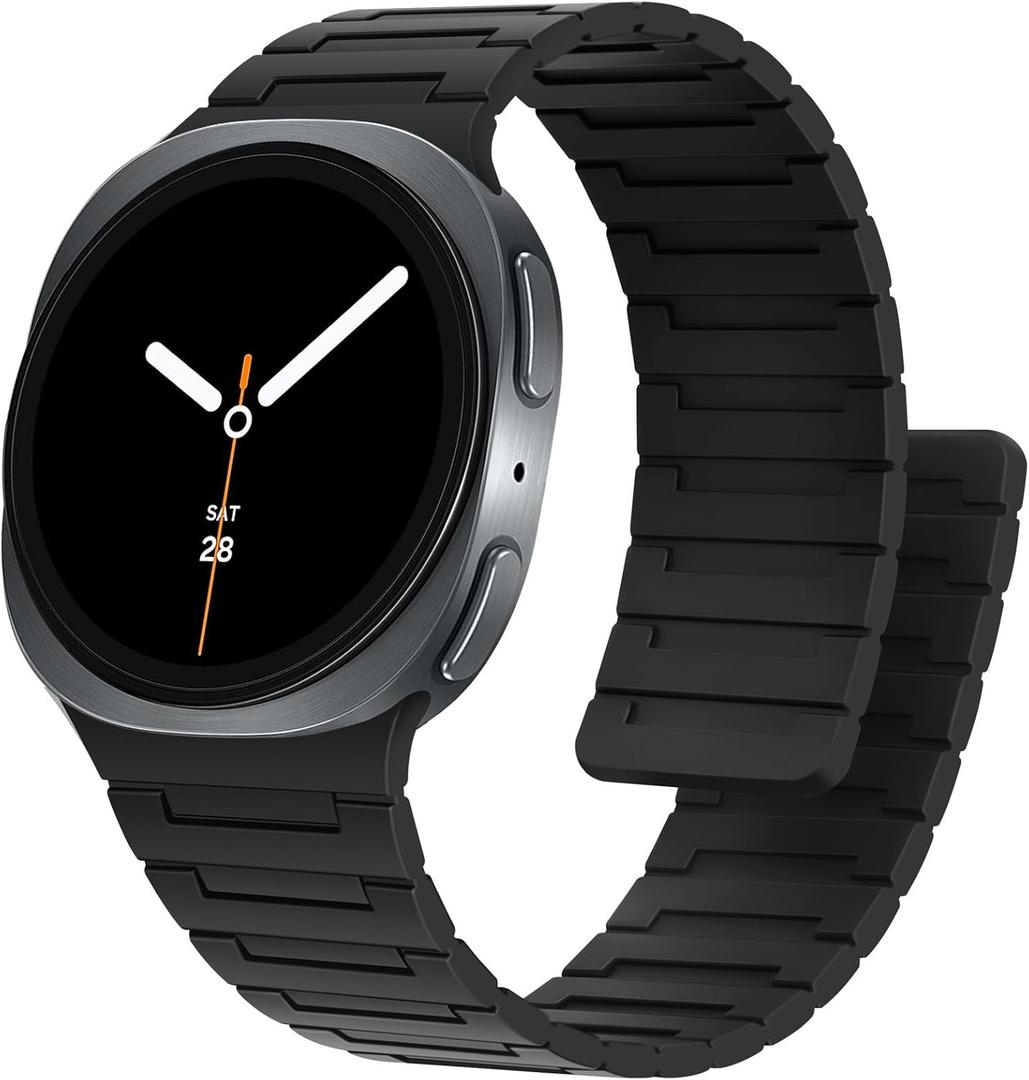 Bisikor Magnetic Bands Compatible with Samsung Galaxy Watch 8 Band 40mm 44mm/Galaxy Watch 8 Classic 46mm, Magnetic Silicone Replacement Strap for Women Men, Black