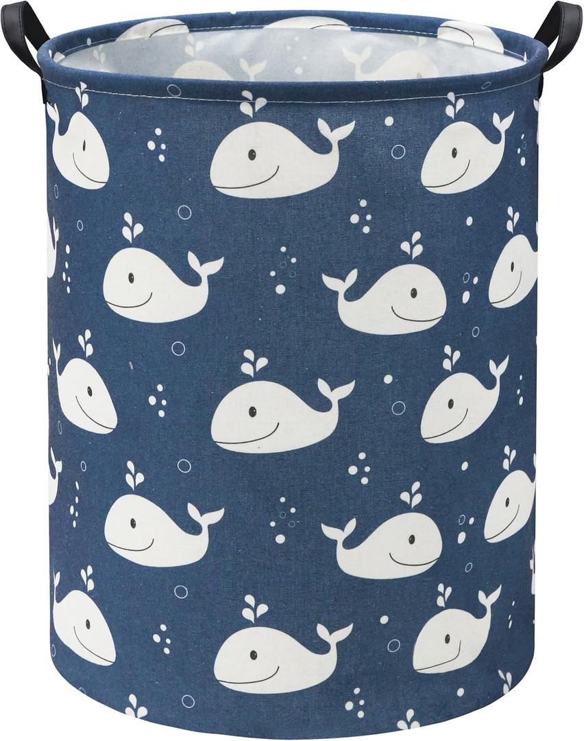 HIYAGON Whale Kids Laundry Basket Baby Hamper for Nursery Boy Kids Hamper Cute Kids Toys Storage Bin Organizer Whale Room Decor for Home(Blue Whale)