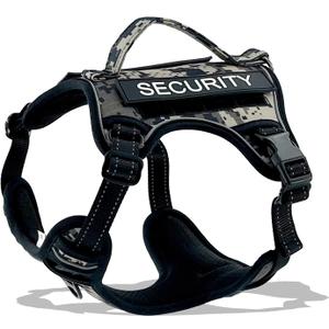 Tactical Dog Harness for Large Dogs, No Pull Military Service Dog Vest with Handle&Molle, Heavy Duty Reflective Adjustable Harnesses for Training Walking Hiking German Shepherd Golden Retriever, Gray XL