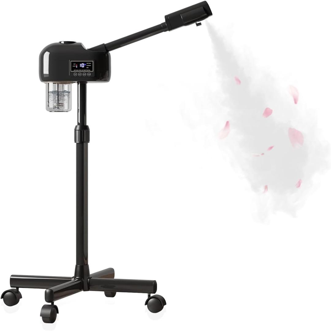 Facial Steamer for Estheticians, Timer Function & Hot Mist, Vaporizador Facial Steamer Professional On Wheels for Home Use & Spa Salon Skin Cleasning