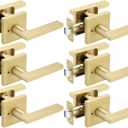 Haidms Gold Door Handles Interior, Zinc Alloy Brushed Gold Privacy Indoor Door Handles, Brushed Brass Inside Door Levers, Heavy Duty Brass Interior Door Levers for Bathroom, Bedroom, (6 Pack)