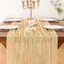 Cheesecloth Table Runner Summer Boho Wedding Birthday Party Home Decor | Sand Champagne 2pcs Rustic Gauze 10FT Cheese Cloth Sheer Farmhouse Runner for Baby Shower Bridal Holiday Decorations