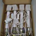 4PCS Christmas Electric Window Candle Lights with Gold Base Outlet, 5FT Window Candle Lights Cord with 0.6W C26 Clear Bulb On/Off Switch Plug-in 4 Suction Cups for Christmas Window Home Decoration
