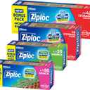 Ziploc Brand Storage Bags Variety Pack, 42ct Storage Gallon and 48ct Storage Quart with Stay Open Design, 50ct Sandwich and 50ct Snack with Grip N Seal Technology, 190ct Total