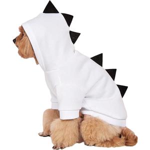 QWINEE Dinosaur Dog Hoodie Dog Warm Jacket Christmas Halloween Dog Costume Dog Clothes for Puppy Kitten Small Medium Dogs Cats White XXL