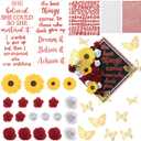 Gersoniel 40 Pcs Hand Made DIY Graduation Cap Decorations Accessory Kit with Paper Flower Heads Graduation Quote Glitter Stickers 3D Butterfly Rhinestones for DIY Hat Grad Cap Topper Decor(Red), Large