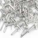 60pcs 3/16 x 1" Flange Aluminum Rivets, Self-Plugging Flange Blind Rivet, Large Open End Pop Rivets Fastener Kits for Metal, Automotive, Grip Range 11/16-3/4"