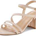 mysoft Women's Strappy Low Chunky Block Heel Sandals Open Toe Dress Shoes 8.5
