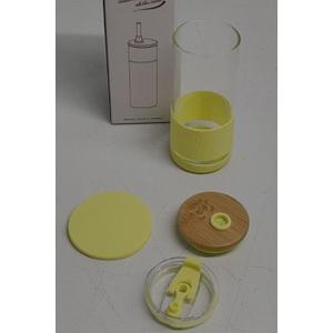 Glass Cups With Lids and Straws -20 Fl Oz- Perfect Size Iced Coffee Cup - Smoothie Cup and On the go Lid (Sunny Lime, 1 Count (Pack of 1)