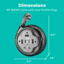 KMC 3-Outlet Surge Twist Cord Reel, 2 USB Ports, Retractable Power Strip Surge Protector, 735J Surge Protection, 5ft Retractable Extension Cord, 3-Prong Low-Profile Flat Plug, UL/ETL Certified, Gray