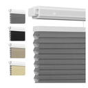 Grandekor No Drill Top Down Bottom Up Cellular Shades for Windows, Blackout Cordless Window Blinds for Indoor Windows, Blackout Grey Texture, Customize, Honeycomb Blinds Easy to Install