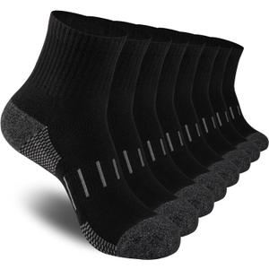 Heatuff Men's Ankle Athletic Socks Quarter Cushion Moisture Wicking Running Sports Work Socks(8 Pairs), Size: One Size