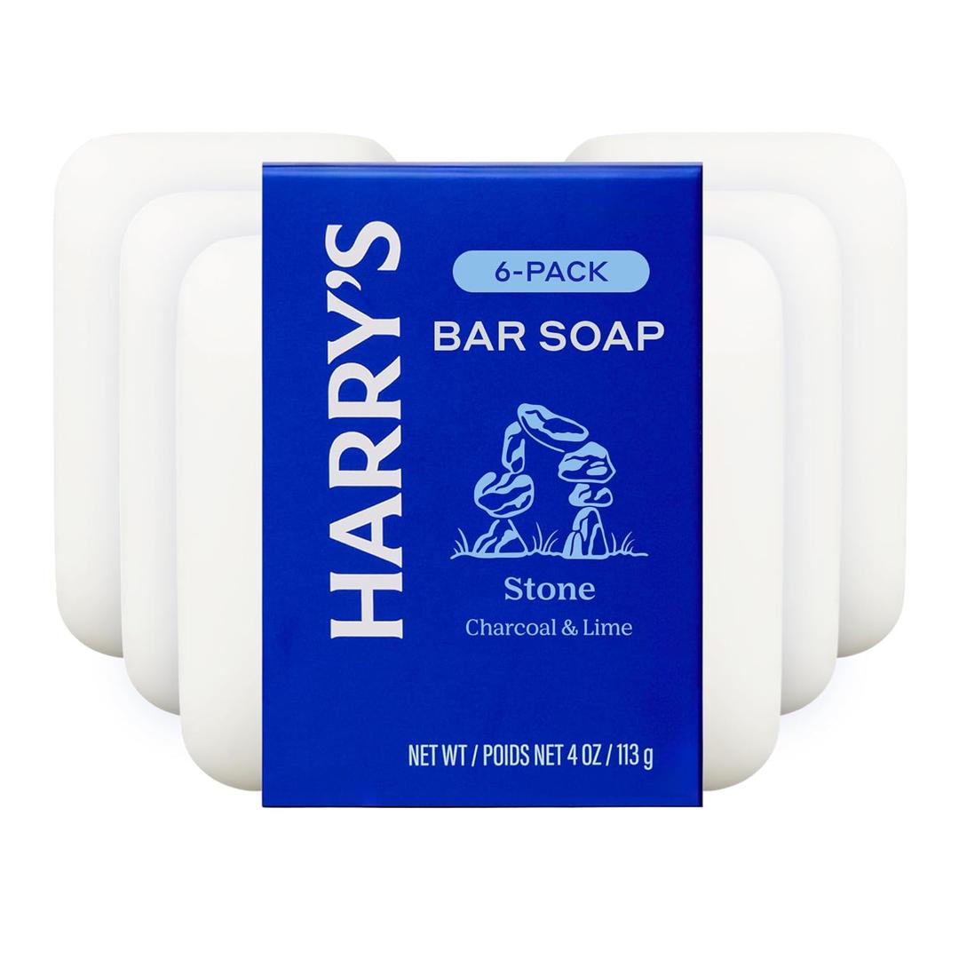 Harry's Bar Soap for Men - Stone Scent, 4 oz Body Soap Bars, 6 Pack