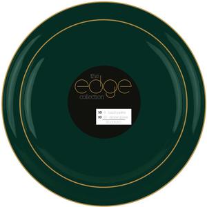 Emerald Green and Gold Rim Combo Plates, 8" & 10" - Case of 480 (4 packs x 120)