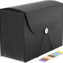 Expanding File Folder,Accordian File Organizer,24 Pockets Document Organizers Letter Size,Expandable Filing Box,Special Designed for Portable Use,Accordion Folders for Documents Storage Black