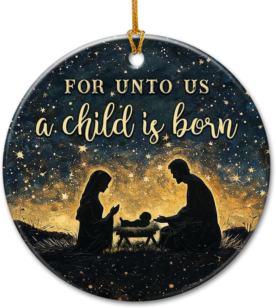2 x Nativity Christmas Ornament 2025 - Christian Jesus Ornaments for Christmas Tree, Silhouette Nativity Scene Ornament, Religious Gifts for Catholic Women, Men, Family, Friends