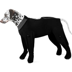 ROZKITCH Dog Surgical Recovery Suit, Soft Onesie for Surgery with Legs Neuter, Long Sleeve for Post-Operative Wounds, Prevent Licking & Shedding for Large Dogs (Male/Female) 4-Leg Black XL
