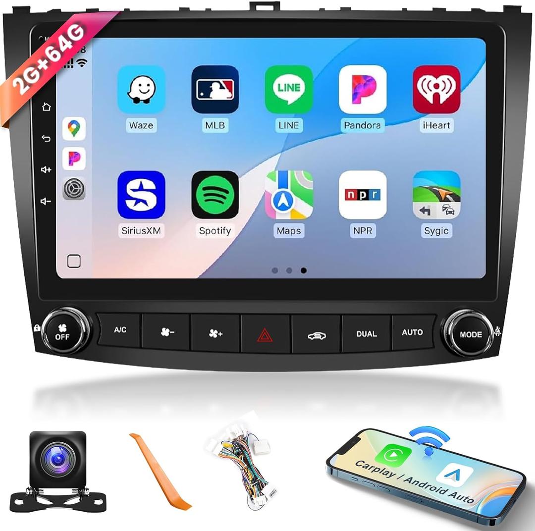 2+64G for Lexus IS250 IS300 IS350 2006-2012 Car Radio with Wireless Carplay/Android Auto,Android Car Stereo 10.1 Inch Touch Screen GPS Navigation WiFi Bluetooth FM/RDS Mirror Link SWC Backup Camera