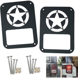 2Pack Rear Tail Light Covers Guards Compatible with 20072018 Jeep Wrangler JL JK Accessories,Light Guard(Star)