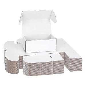 EXYGLO Trading Card Storage Box 25 Pack 340 Count 20pt with Dividers, 7.1x3.8x2.9 Inch Full White Cardboard Card Boxes for TCG/MTG/Sport Cards, Fit 3.6x2.6 Sleeves Shipping or Storing