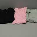 3 Pack Women's T-Shirts V Neck Summer Trendy Short Sleeve Casual Tops Spring Loose Fit Basic Straight Hem Tees, Size M, Black, Grass Green, Pink