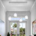 4-Light Crystal Kitchen Island Pendant Light Rectangular Chandelier Silver, Rectangle 4-lights