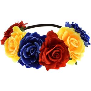 June Bloomy Rose Floral Crown Garland Flower Headband Headpiece for Wedding Festival