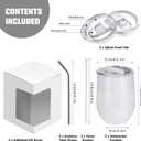 BetterSub12 oz Sublimation Wine Tumblers, Double Wall Insulated Stainless Steel Sublimation Cups with Lid, Metal Straw, Brush, Individually Display Box, White (6 Packs White)