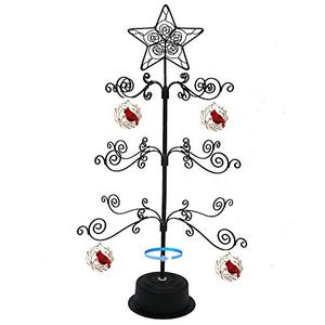 HOHIYA Metal Ornament Display Tree Stand Rotating Hanger 24 Inch Wire Hook Hanging for Halloween Christmas Balls Bauble Decorations Gift Craft Tabletop Taiwan Made Black