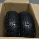 4.10/3.50-4" Flat Free Tire and Wheel, 10" Heavy Duty Solid Tire, 5/8" Axle Bore Hole, 2.2" Offset Hub, for Hand Truck Garden Cart Wagon Trolley Dolly Replacement, 2 Pack