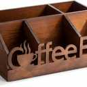 Coffee Station Organizer for Counter Wood Countertop Accessories Organizer Coffee Pods Holder Storage Basket for Pods Condiment Syrup Tea Cups Stirrers for Rustic Bar Decoration(Brown)