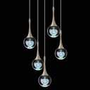 5 Lights Crystal Pendant Light, Brushed Nickel 25W Dimmable LED Teardrop Cluster Pendant Lighting Fixture for Dining Room Over Kitchen Island Bathroom Room Foyer Hallway Bedroom 6000k Cold White