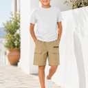 Boys Cotton Cargo Shorts Khaki Pull-On School Outdoor Shorts with Pockets 11-12 Years