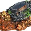 Sunken Spaceship Aquarium Decorations UFO Ornaments Resin Material Betta for Small Fish for Tank UFO Spaceship Aquarium Decor Decorations Betta Fish Tank Decorations Small Resin