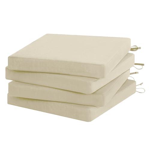 Favoyard Outdoor Chair Cushion Set of 4 Rainproof & Color Fade Resistant 17 x 16 x 2 in Square Corner Patio Furniture Cushions with Waterproof Hidden Zipper Attach Ties for Dining Table Chairs Seats