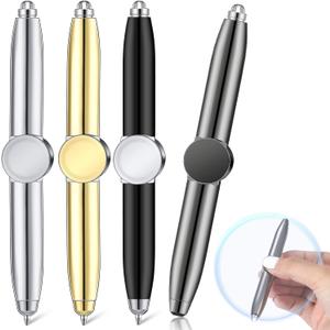 Sabary 3 Pcs Fidget Pen Spinner Pen with LED Light Multi Functional Cool Anxiety Gift Help Stress Reducer Thinking Ballpoint Rotating Anti Stress Anxiety Gift for Business(Black, Gold, Silver)