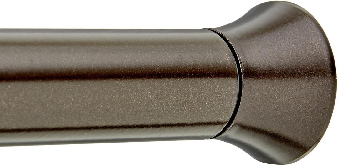 Amazon Basics No Drill Spring Tension Curtain Rod, Adjustable 54-90" Width, Bronze, Classic Finial