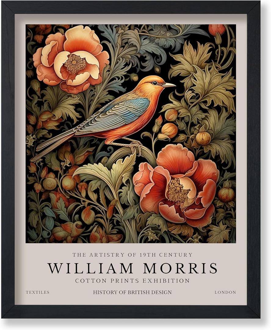 Poster Master Nightingale Print  William Morris Poster  Bird & Flower Art  Botanical Exhibition Gift  Floral Animal Artwork  Aesthetic Bedroom Wall Decor  8x10 UNFRAMED Wall Print (Style-04)