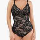 Popilush Shapewear Bodysuit V Neck Tummy Control Backless Lace Tank Tops Sleeveless Thong Bodysuit XL
