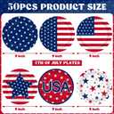 50PCS 4th of July Paper Plates, American Flag Patriotic Plates Supplies | Disposable 9 Inch Red White and Blue Plates Sets, Memorial Day Independence Day Tableware for Fourth of July Decorations