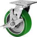 6x2" Heavy Duty Casters -Industrial Casters, Polyurethane on Aluminum Caster wheel- with up to 1200LB Capacity - Widely use for,U-Boat Platform Trucks (1 Brake)