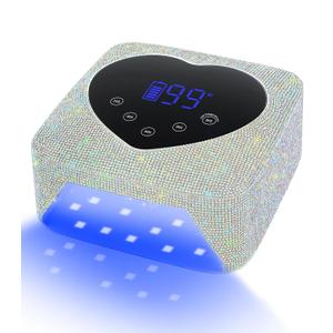 Cordless UV Nail Lamp for Gel Nails 72W, Rechargeable Diamond LED Nail Dryer with 5 Timer Setting, Touch Control & Auto Sensor, Fast Nail Light Curing Lamp for Salon & Home