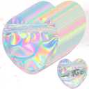 AmazingSpark 80 Pcs Valentines Heart Bags Holographic Bags 4x4 Inch Heart Shaped Jewelry Pouches Sealable Plastic Rainbow Pouches for Valentines Jewelry Candy Party Favors Small Gifts Wrap