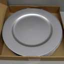Tanlade 12 Pcs 13 Inch Charger Plates Bulk Round Wedding Chargers Plastic Dinner Plates for Table Setting Wedding Party Decoration (Silver White)