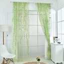 Ufurty 2 Pieces Willow Window Curtain Voile Tulle Room Salix Leaf Sheer Gauze Panel Drapes Green Color for Living Room, Bedroom, Balcony