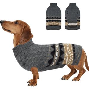 MIGOHI Windproof Dog Sweater Stretchy Medium Dog Sweater for Chilly Day | Dachshund Sweaters for Cold Weather Comfortable Sleeveless Winter Christmas Knitwear for Wiener,Pug,Gray,M (Medium(Chest:17.3"), Grey)