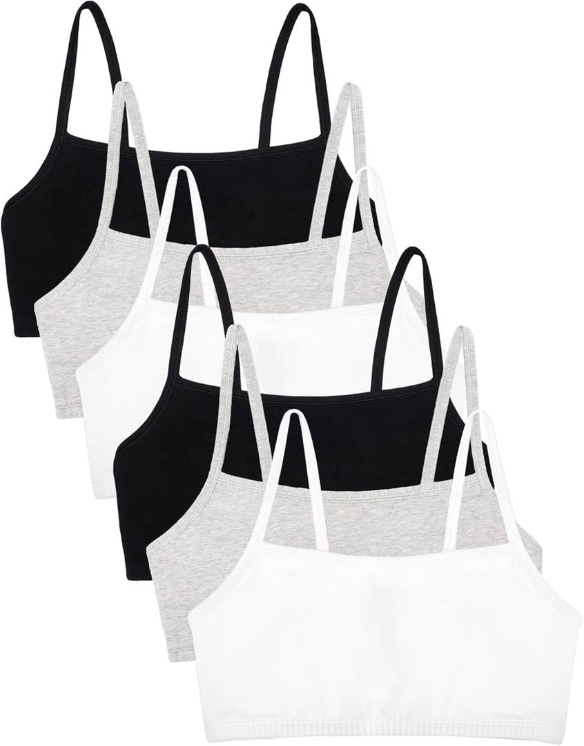 Fruit of the Loom womens Spaghetti strap Pullover Sports Bra, White/ Heather Gray/ Black, 6-count (2 of each color) 36