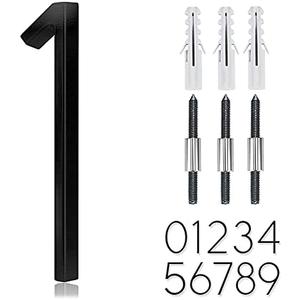 5" Stainless Steel Floating House Number, Metal Modern House Numbers, Garden Door Mailbox Decor Number with Nail Kit, Coated Black, 911 Visibility Signage (1)